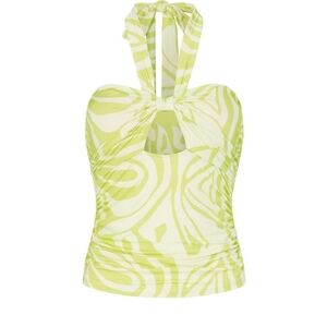 Ronny Kobo Cutout Halter Top Sleeveless Tie Neck Size 2